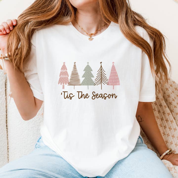 Pink Trees/Tis the Season Graphic Tee #812 for wholesale by Urban Edge Co.