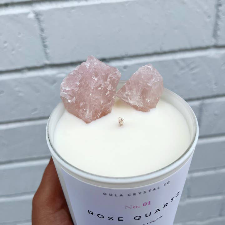 OULA CRYSTAL CO - Wholesale Jar/Filled Candle - Rose Quartz Candle · Wholesale  · Crystal Infused