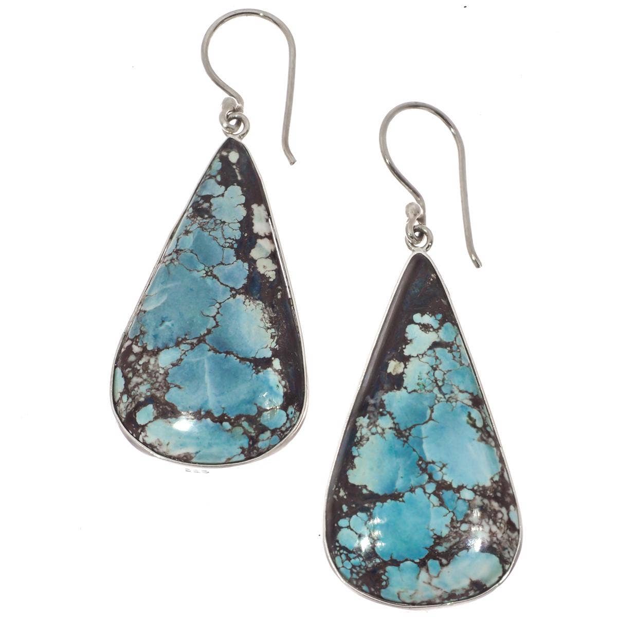 FifiRose – wholesale Dangle earrings – 925 silver genuine blue persian turquoise sterling dangle drop earrings, 1 3/8"2