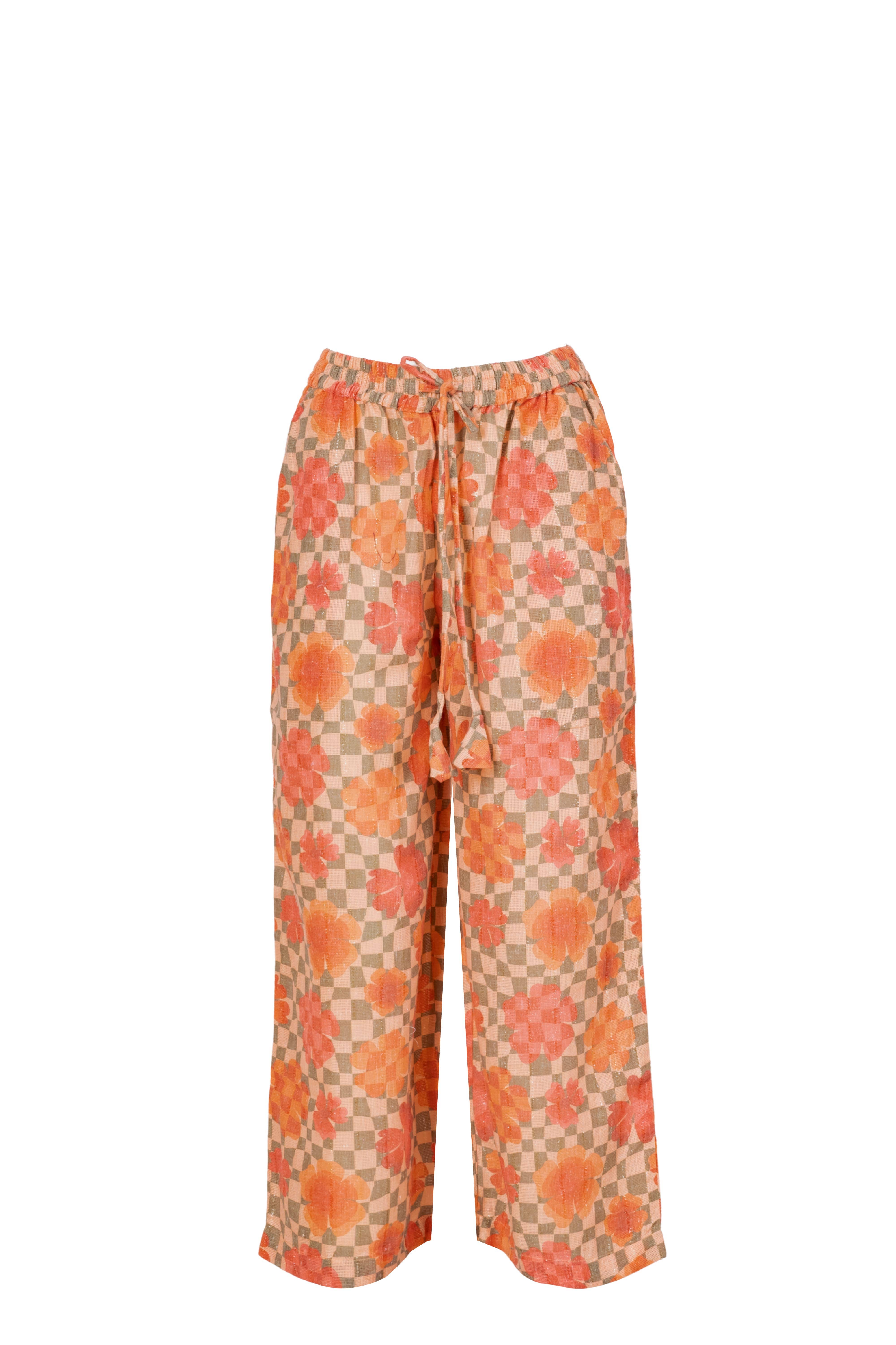 Ariastop.com corporation - Wholesale Lounge Set - Women's - Orange Cotton Jute Floral Co-Ord Set for Women10