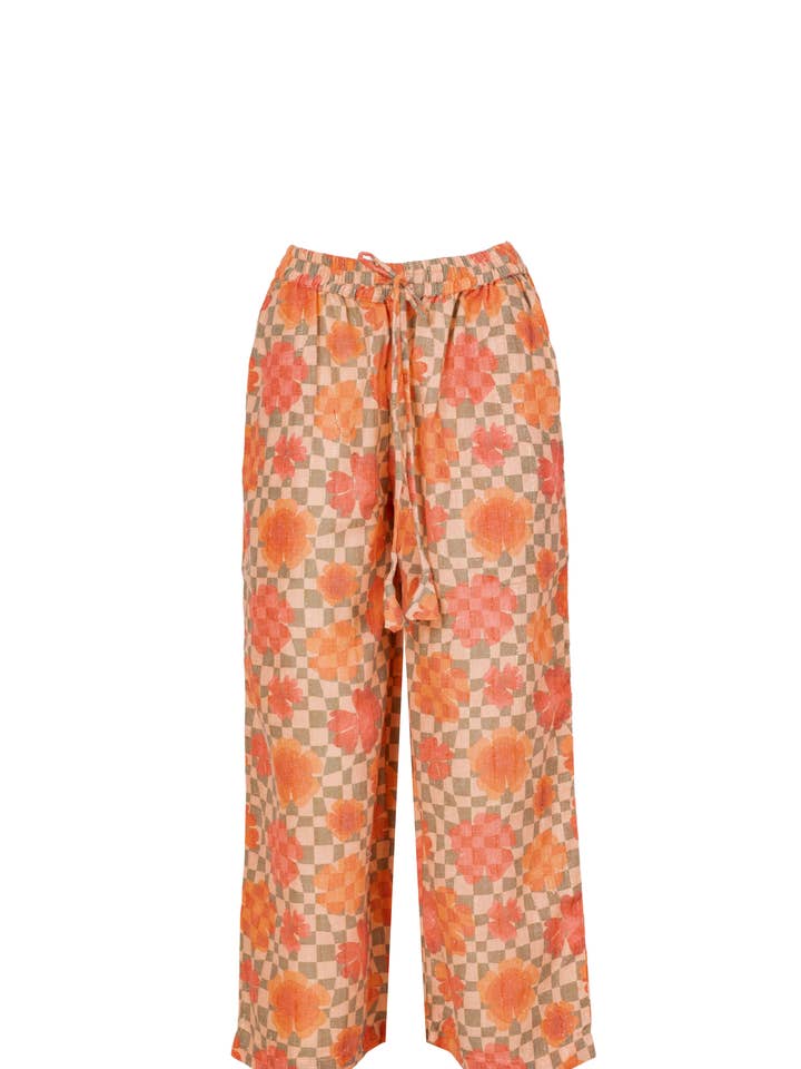 Ariastop.com corporation - Wholesale Lounge Set - Women's - Orange Cotton Jute Floral Co-Ord Set for Women10