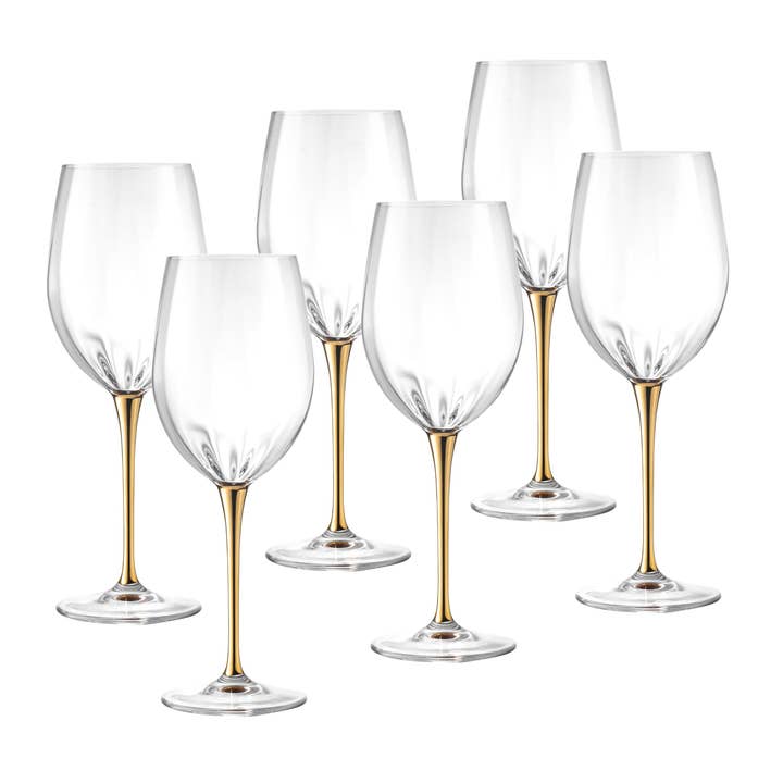 Spectrum Red Wine Glass with Gold Stem, 18 oz. Set of 6 for wholesale by Barski