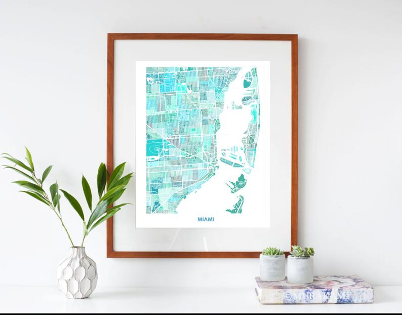 Juanita's Adventures - Wholesale Art Print - Juanitas Miami Map Print2