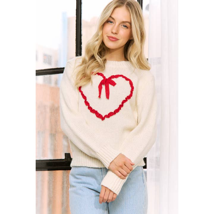 NIEDLICHER VALENTINS-HERZSPITZEN-PATCH LÄSSIGER PULLOVER-PULLOVER für den Großhandel von Sweet Generis