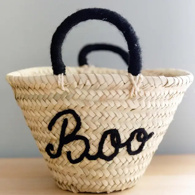 High crafty – wholesale Basket – Halloween “Boo!” Handwoven Basket Tote – Palm Leaf Trick-or-0