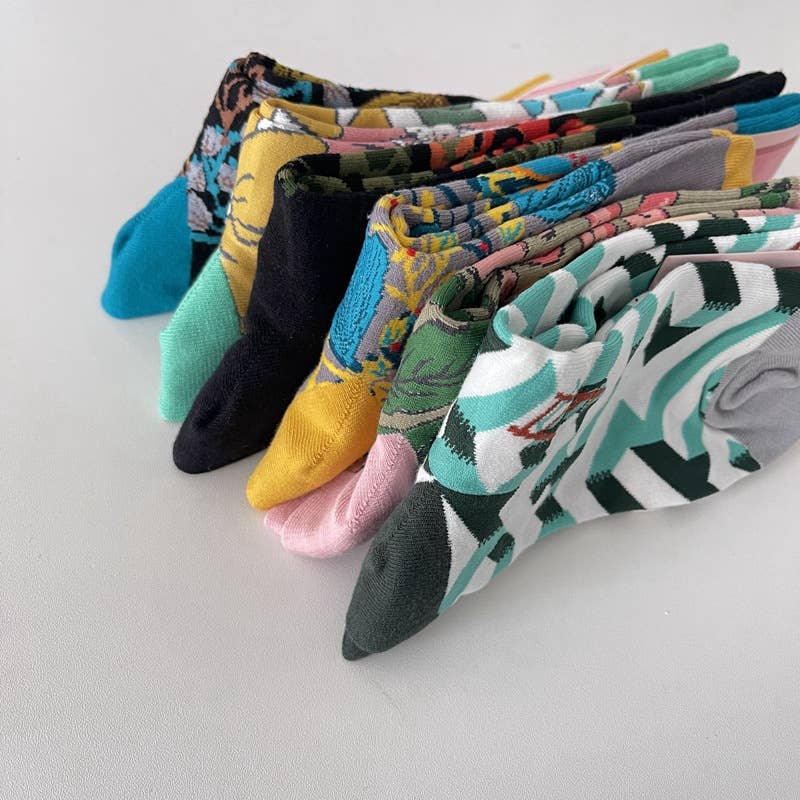 Tourtiwi - Wholesale Socks - Women's - Vintage Style Rose Floral Colored Crew Socks15