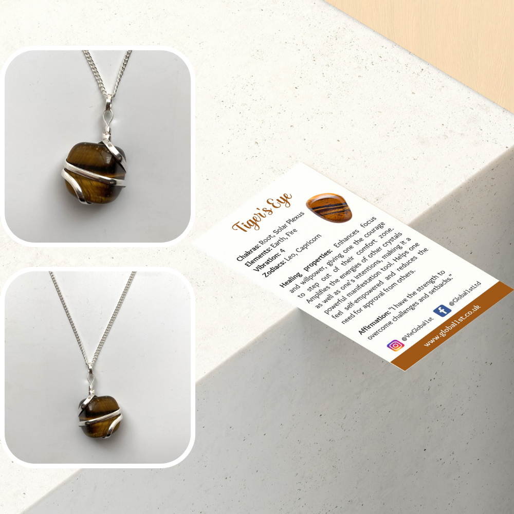 VIE - Wholesale Pendant/Charm Necklace - Tumbled Stone Wire Wrap Pendant, 2-3cm23