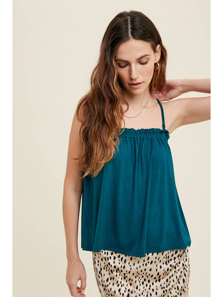 Wishlist Apparel - Wholesale Camisole - Women's - SLUB KNIT CAMI WITH RUFFLE DETAIL / WL22-7146T6