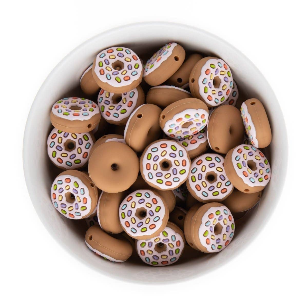 Cara & Co Silicone Craft Supply - Wholesale Craft Supplies - Sprinkle Donut Silicone Focal Beads0