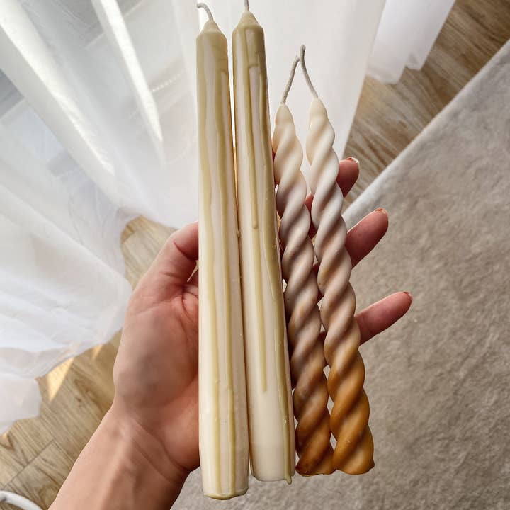 SoieLondon - Wholesale Tapered Candle/Candlestick - Sand Abstract Drip Candle sticks Set. Vegan, soy.4