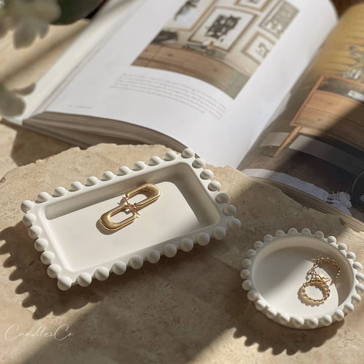 White Handmade Bubble Trinket Dish – Modern, Functional Décor for wholesale on Faire2