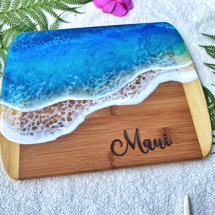 TBM Creations LLC - Wholesale Cheese Board - NEW | MAUI Ocean Charcuterie board Maui made| Serving board4