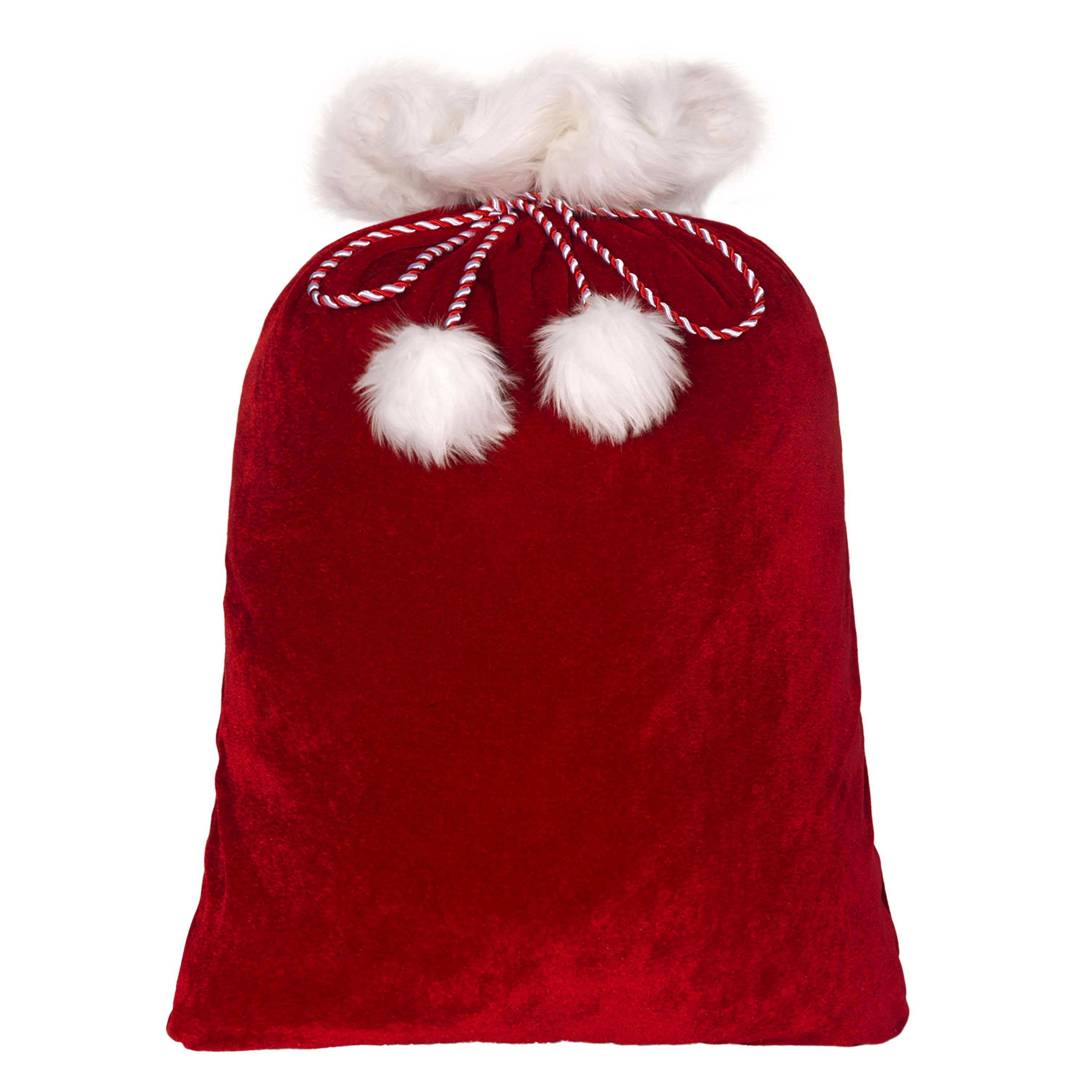 Haute Decor - Wholesale Christmas Decoration - Deluxe Red and White Christmas Santa Bag with Fur Cuff 28-in0