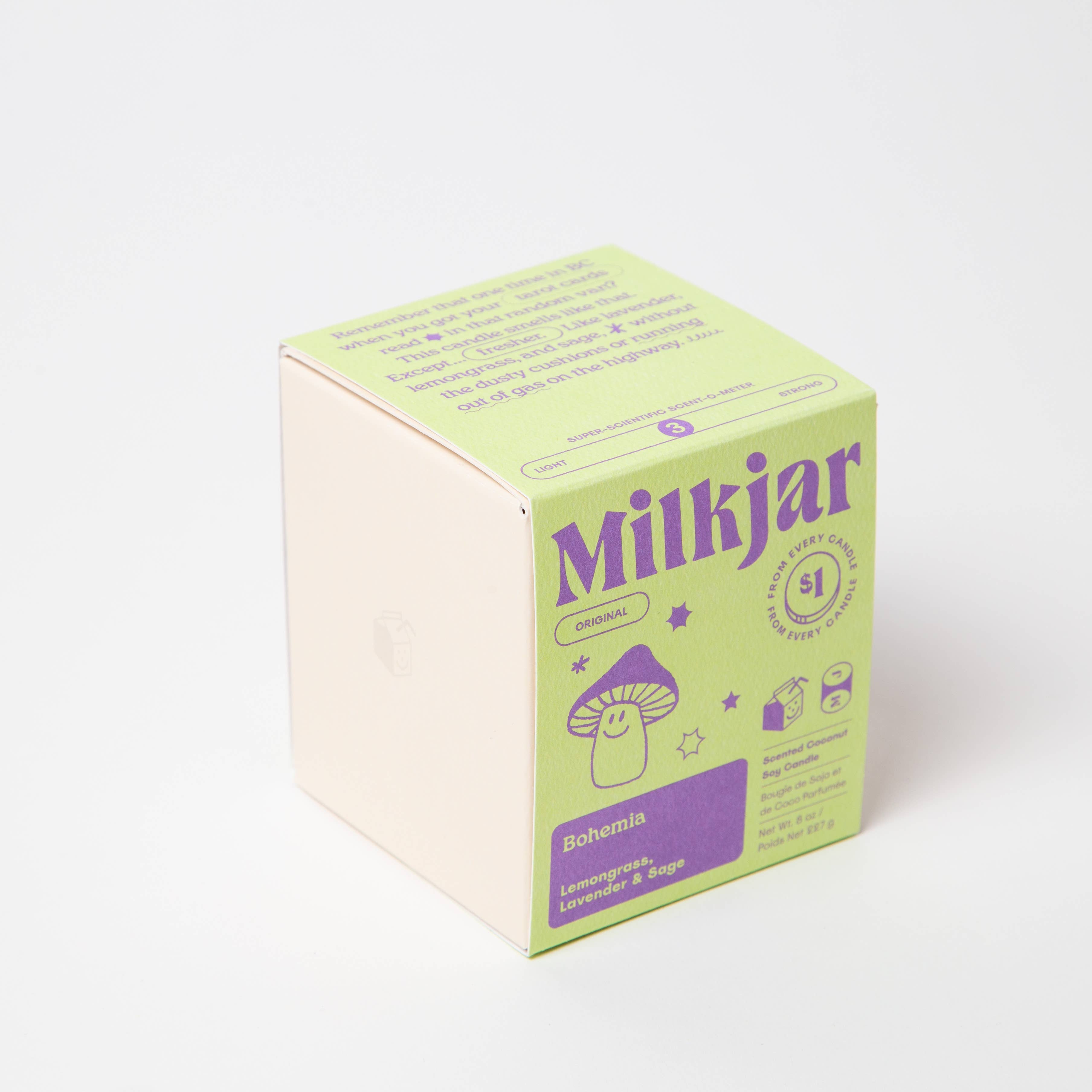 Milk Jar Candle Co. - Venta al por mayor Velas en tarros - Vela Bohemia de 8 onzas con citronela, lavanda y salvia, coco y soja6
