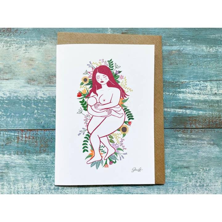 Breastfeeding Mother Greetings A6 Card for wholesale by Georgina Doodles