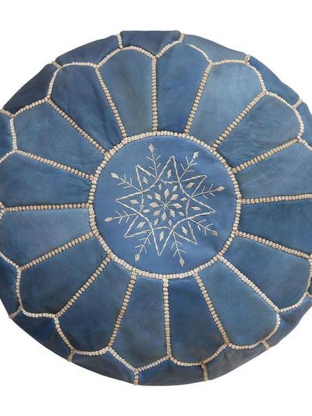 Pouf marocchino blu fatto a mano - Artigianato autentico per la vendita all'ingrosso da parte di Bohemia Wholesale