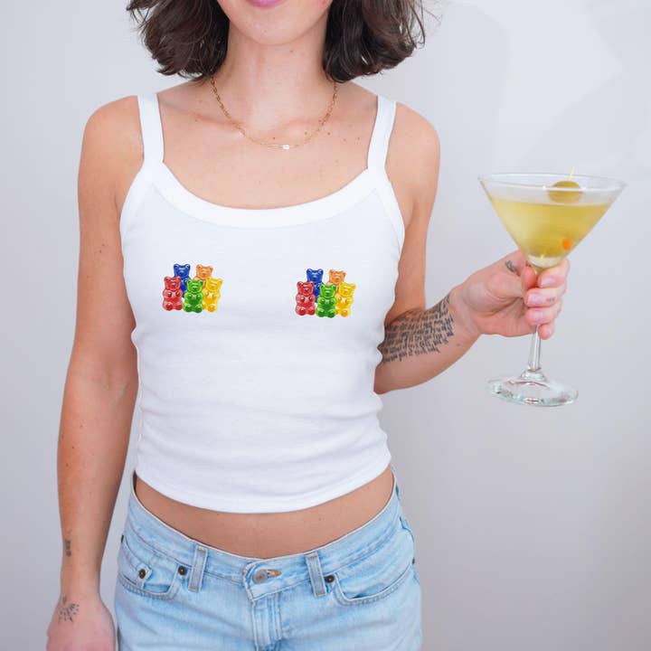 Débardeur Candy Nips Baby et Débardeur Ourson en gélatine Boule disco pour la vente par FizzCandy Designs