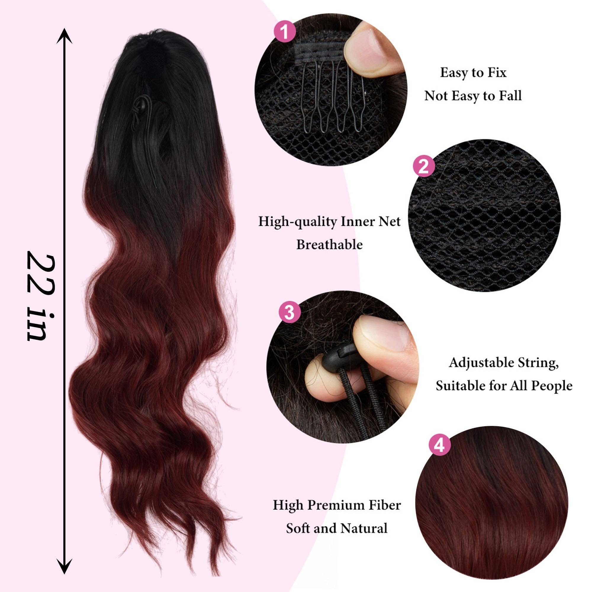 AK Brand - Wholesale Hair Extensions - Long Drawstring Ponytail Hair Extension 22 Inch Synthetic14