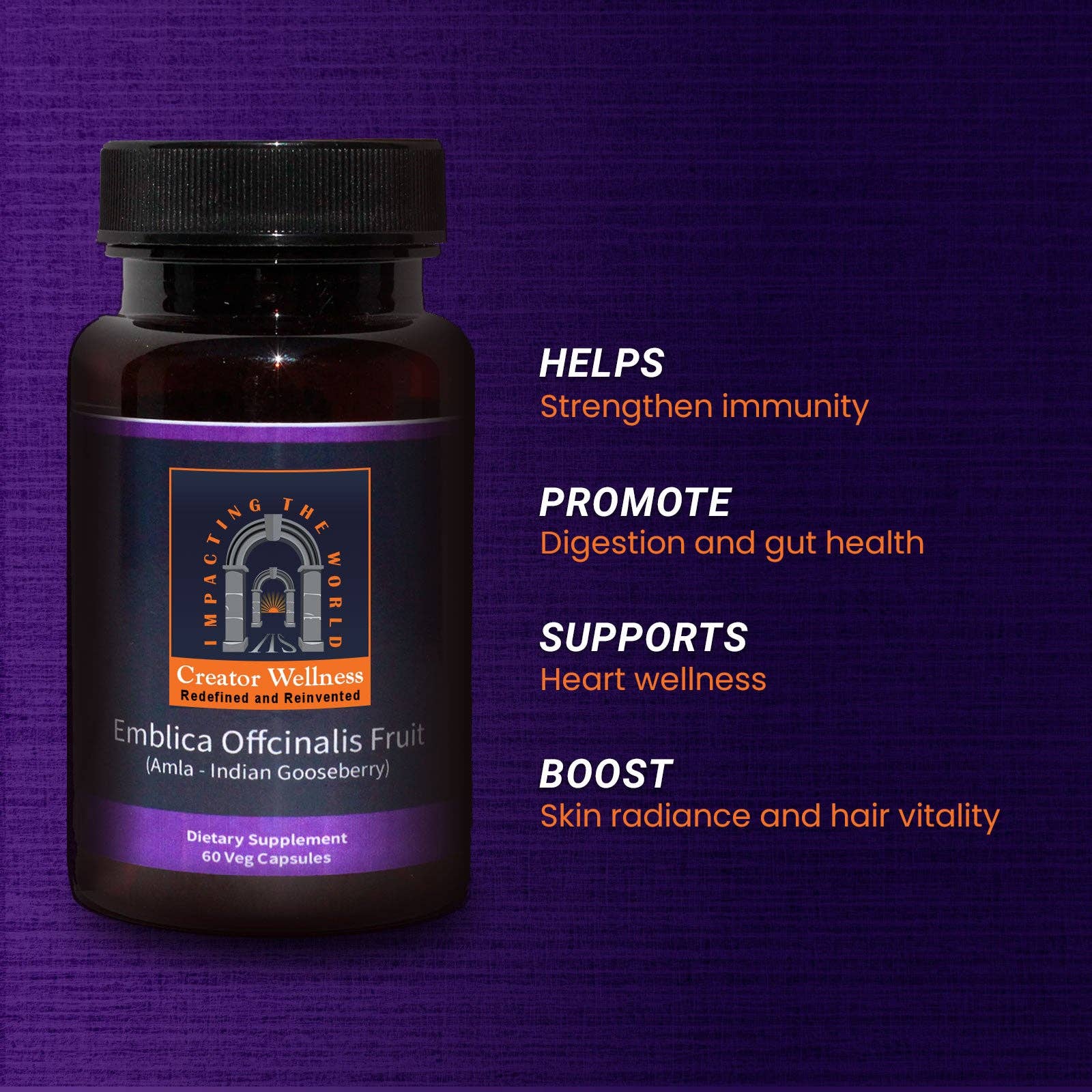 Creator Wellness - Wholesale Oral Supplement/Vitamin - Amla Supplement | 225mg Indian Gooseberry Extract | 60 Caps4