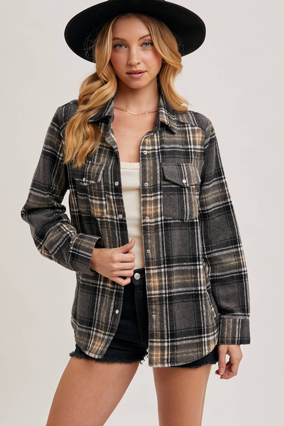 Bluivy - Wholesale Shirt Jacket/Shacket - Women's - BUTTON DOWN PLAID SHACKET1