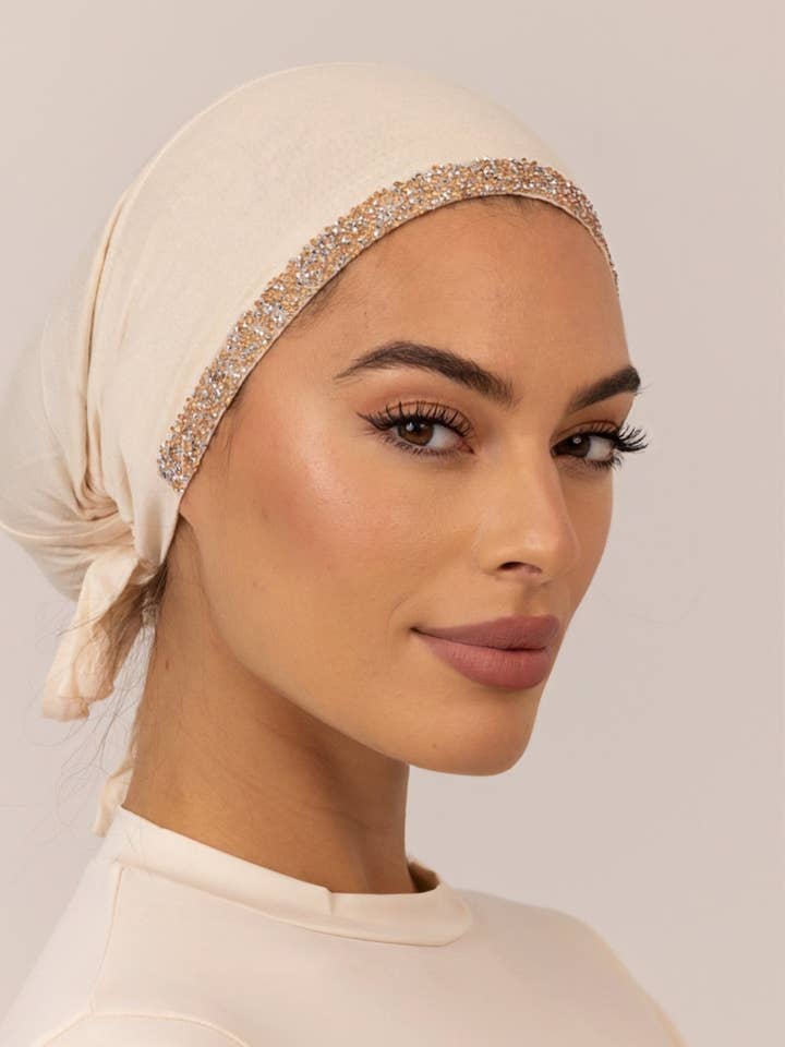 BEADED MODAL UNDERCAP - Sand for wholesale by Mod Squad