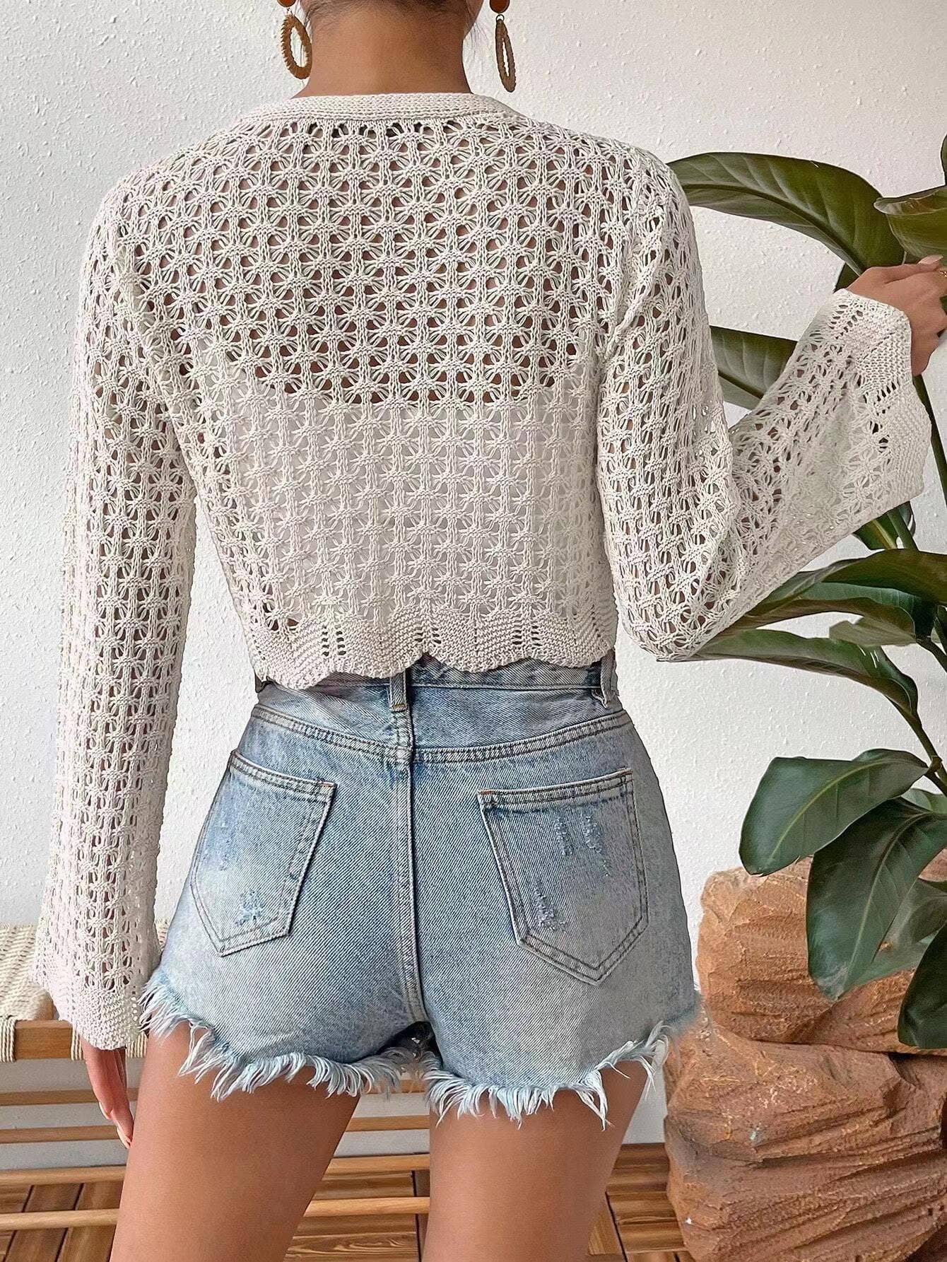 Rosa Clothing - Vente Cardigan – femme - Cardigan à manches évasées à lacets avec découpe solaire8