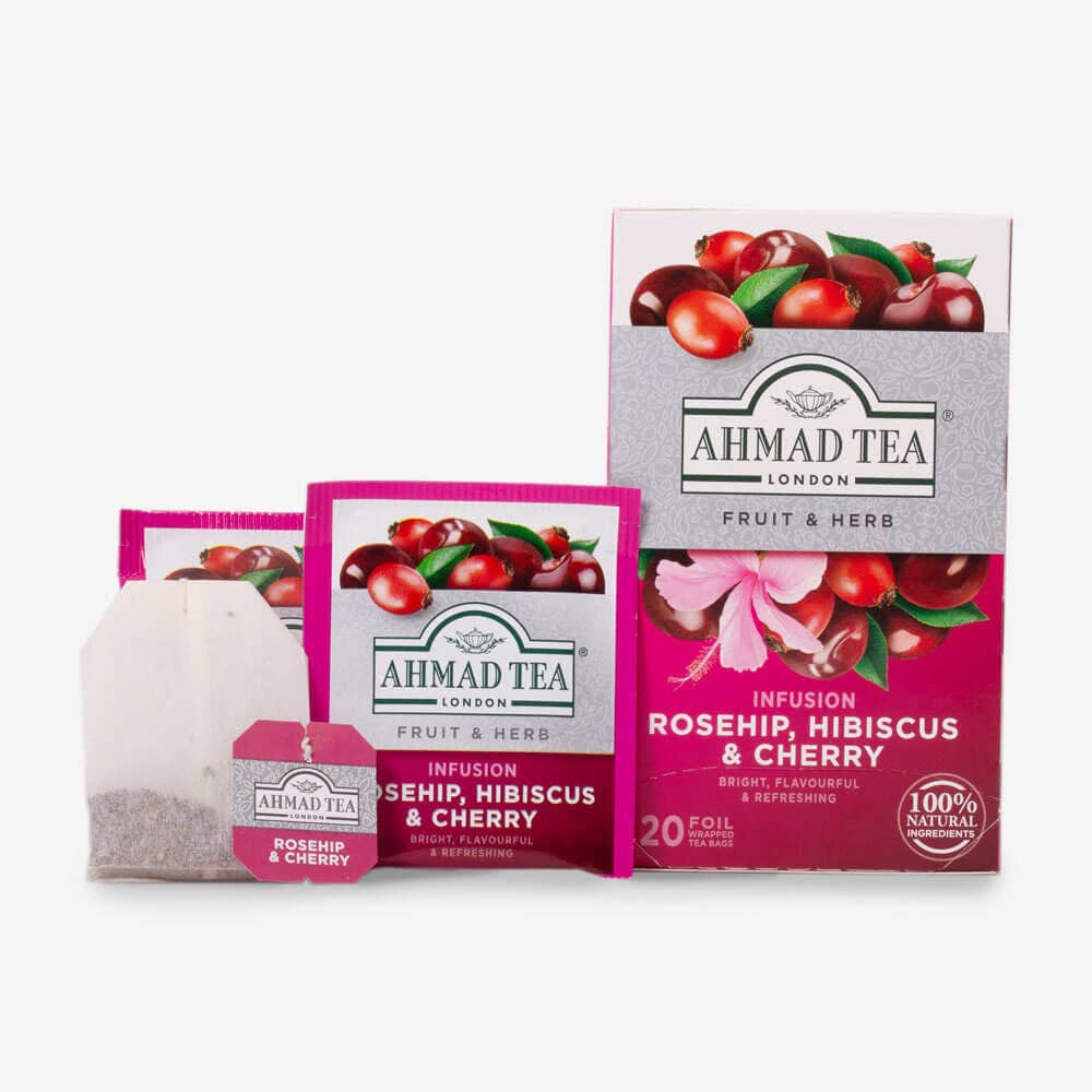 Ahmad Tea - Wholesale Tea Bags - 20 Teabag Rosehip, Hibiscus & Cherry5