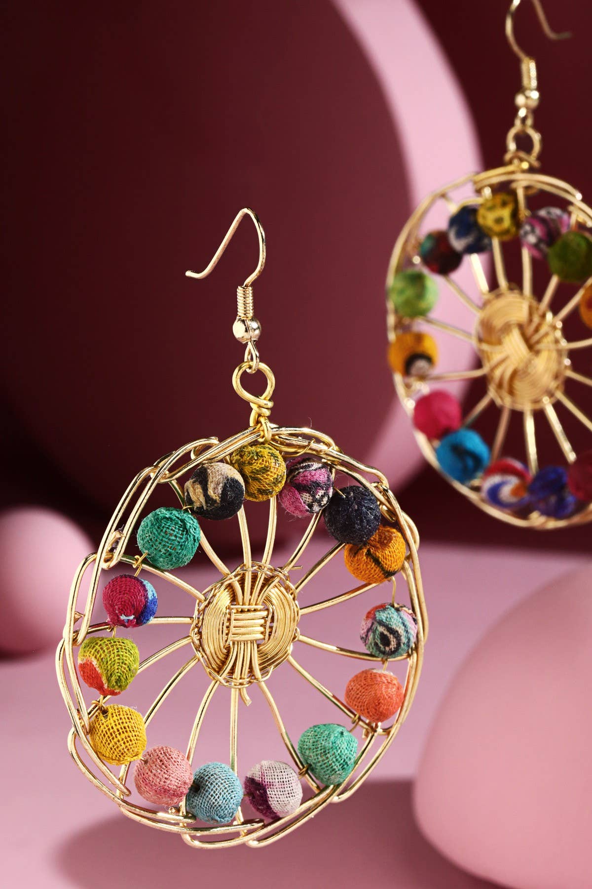 Handmade Circular Beaded Dangle Drop Earrings  for wholesale on Faire1