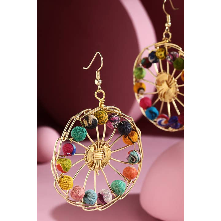 Handmade Circular Beaded Dangle Drop Earrings for wholesale on Faire1