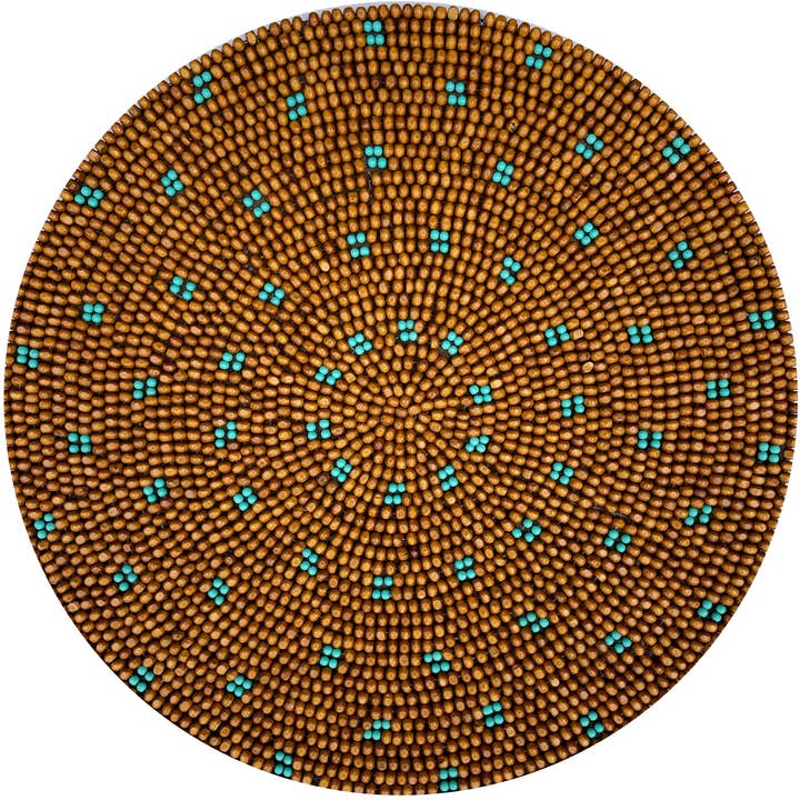 Dækkeserviet, Beaded (Mørkt Træ+Turkis) for engroshandel hos Tisch New York