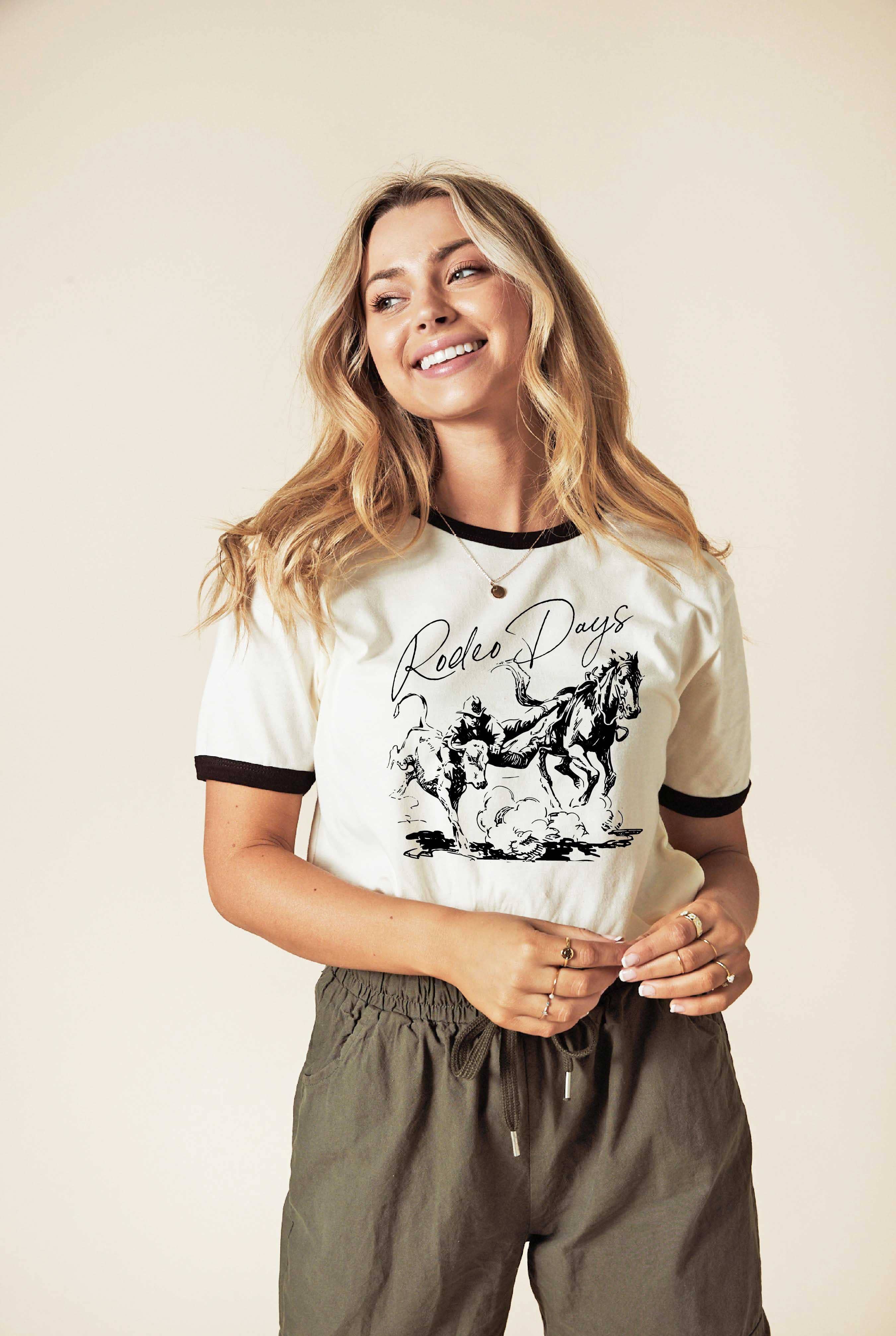 OAT COLLECTIVE - Vente T-shirt sérigraphié – femme - T-shirt graphique RODEO DAYS Ringer4