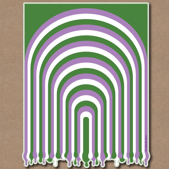 Genderqueer Dripping Rainbow Sticker for wholesale by Tiny Werewolves