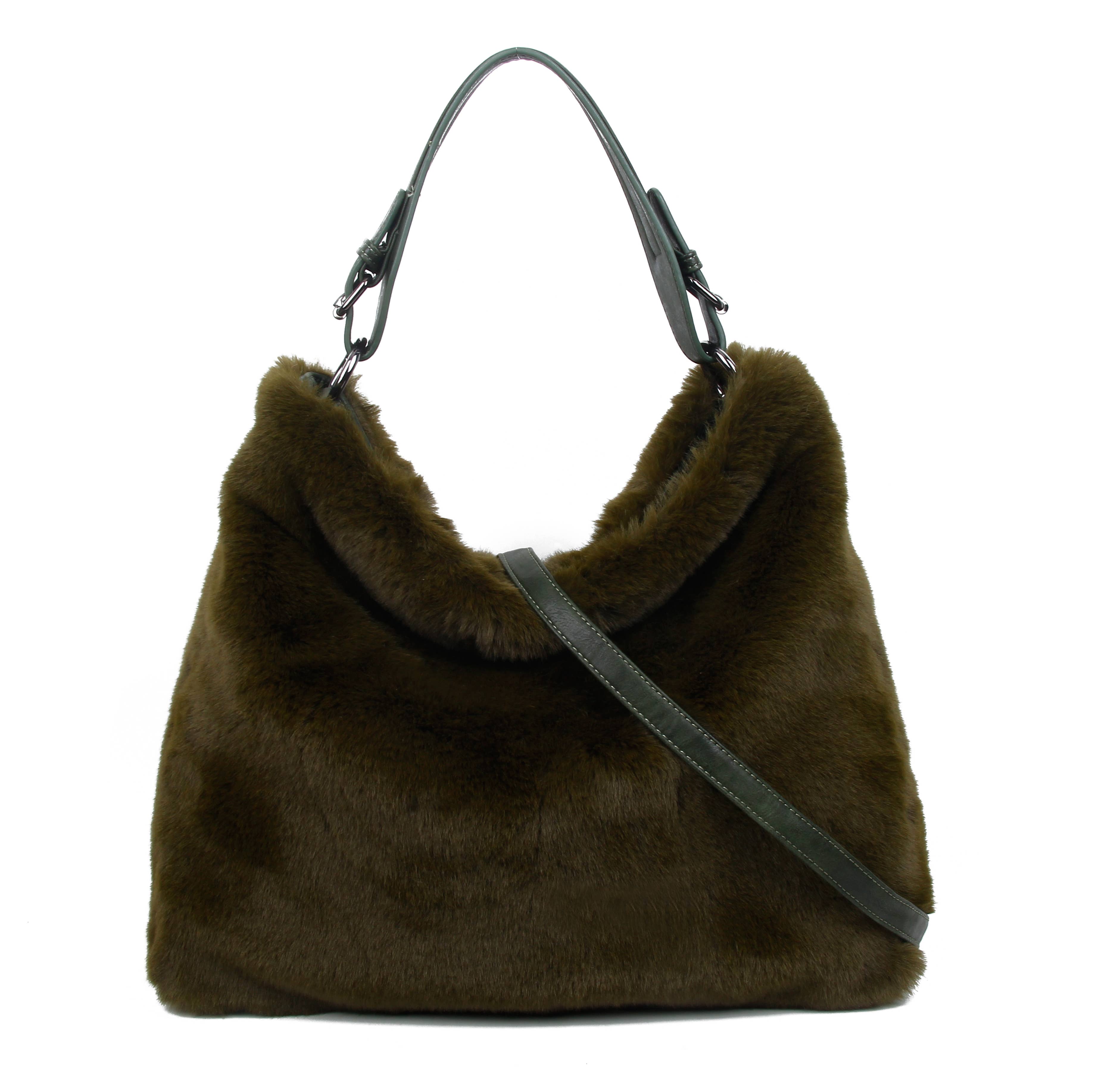 Papaya Fashion Ltd – wholesale Shoulder bag – women's – HF170433-Top handle faux fur handbag with top zip closure4