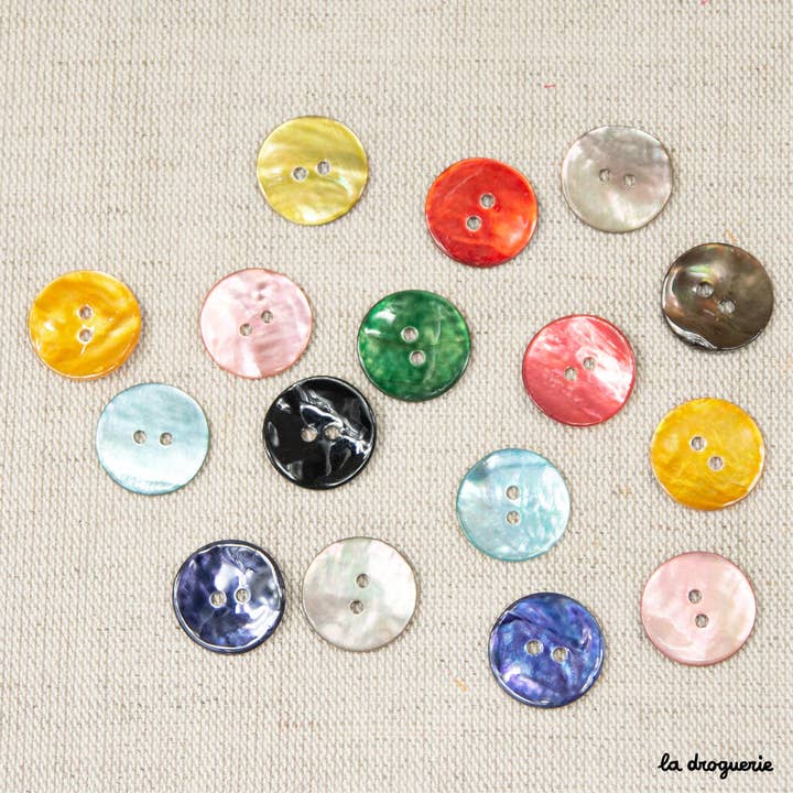 LA DROGUERIE - Wholesale Sewing button/snap - Round luminous Akoya button 18 mm6