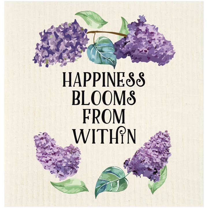Potluck Press - Wholesale Dishcloth - Happiness Blooms Lilacs Swedish Dishcloth