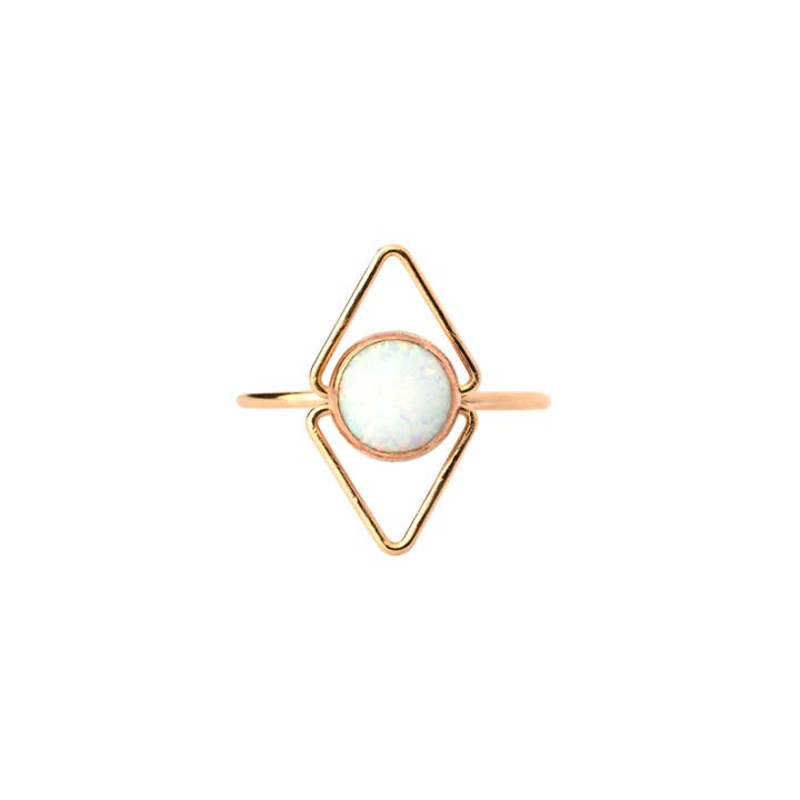 Mineral and Matter - Wholesale Cocktail/Statement Ring - Deco Opal Ring Triangle Art Deco Ring Large Opal Stone