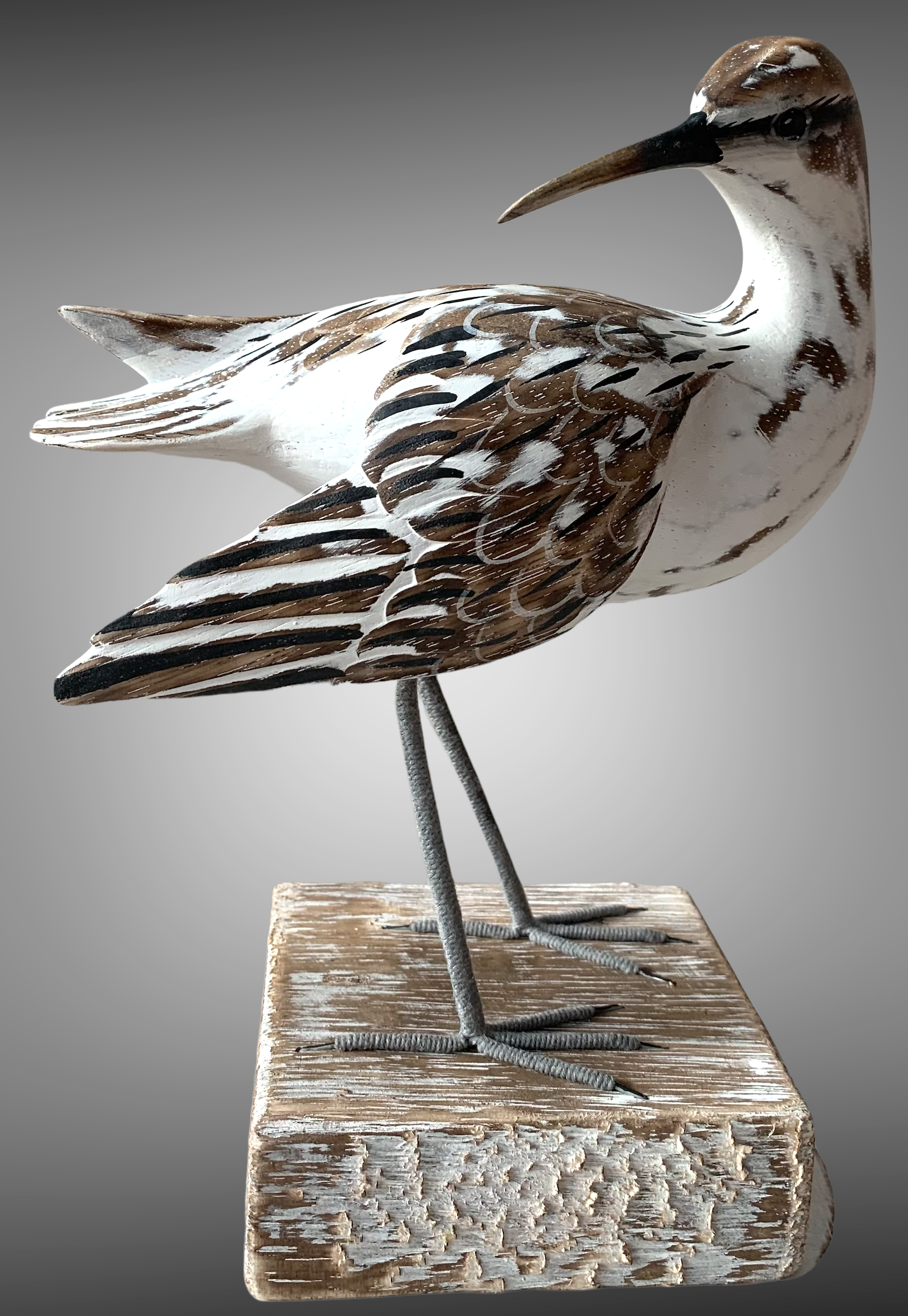 Batik Indah – wholesale Decorative figurine – Wooden Painted Bird Sculpture - Godwit0