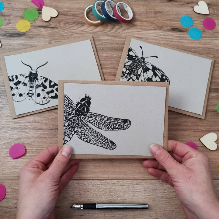 Jackdaw and Bear - Wholesale Stationery/Notecard Set - Insect notecards, a6 notelets