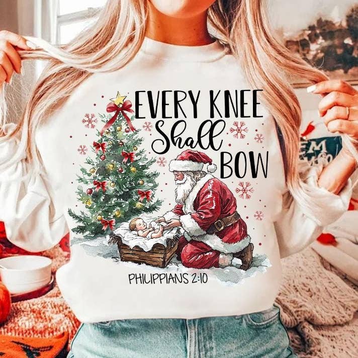 Every Knee Shall Bow Sweatshirt, Baby Jesus Shirt for wholesale by NVC Ecommerce LLC