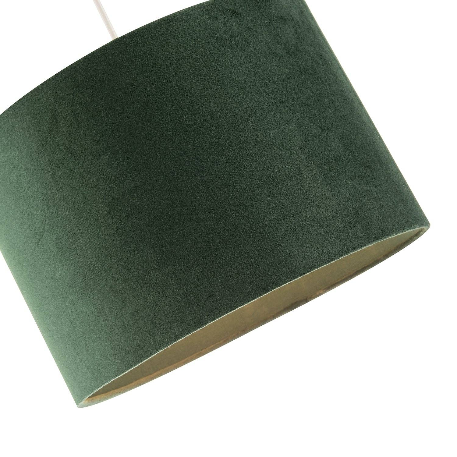 Happy Homewares – wholesale Lampshade – Soft Velvet Forest Green Fabric Round Lamp Shade for Table or Pendant2