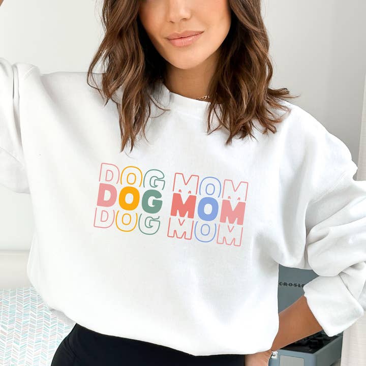 Felpa girocollo retrò Dog Mom, regalo per amanti dei cani per la vendita all'ingrosso da parte di Dog Mom Apparel