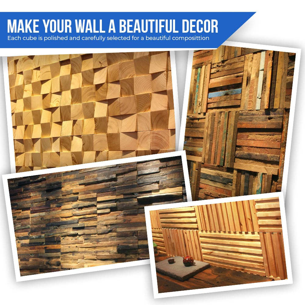 Arrow Zoom Limited – wholesale Dimensionell/3D-väggkonst – PROV (5 st) Träväggpanel 10 x 10 cm (4 x 4 tum)2