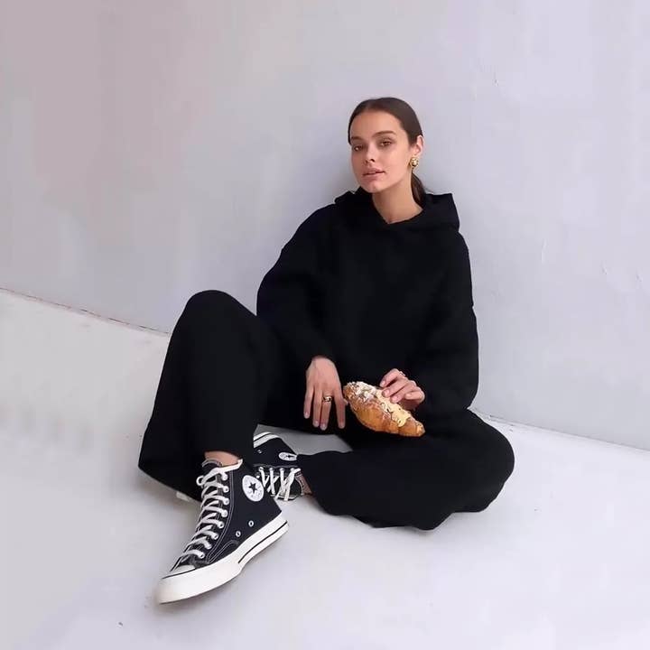 Sweetkama - Wholesale Lounge Set - Women's - Solid Color Hoodie Top and Pant Set Sweater Set 9263