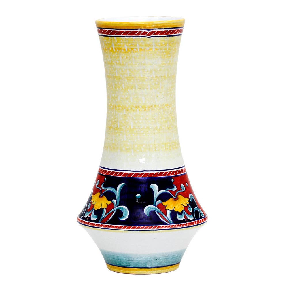 Artistica - Deruta of Italy - Wholesale Vase - DERUTA VARIO: Shaped Vase with 'Ricamo' off white top décor1