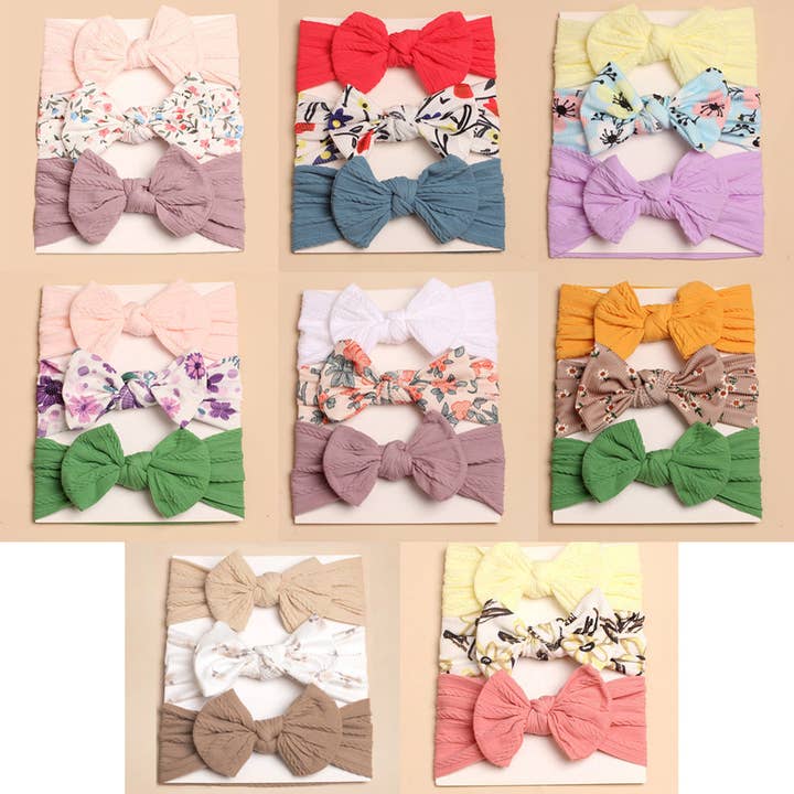 pinkblu02 – wholesale Hårrosett - Baby – 3 st Baby Hårband Hårrosett Tillbehör Set