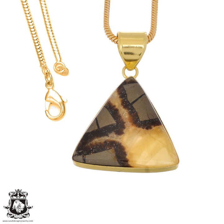 Septarian Dragonstone 24K forgyldt vedhæng 3mm slangekæde GPH1353 for engroshandel hos SARAH DESIGNS JEWELRY