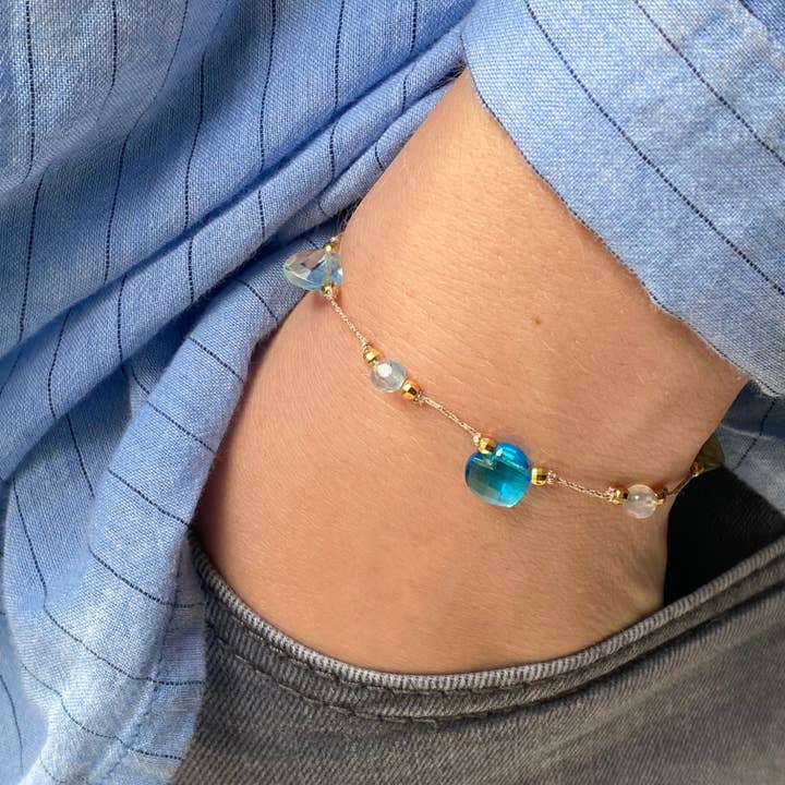 Sophie Deschamps Bijoux - Wholesale Charm/Dangle Bracelet - Martha Three Hearts or Stars Fine Stone Bracelet (BMA63)