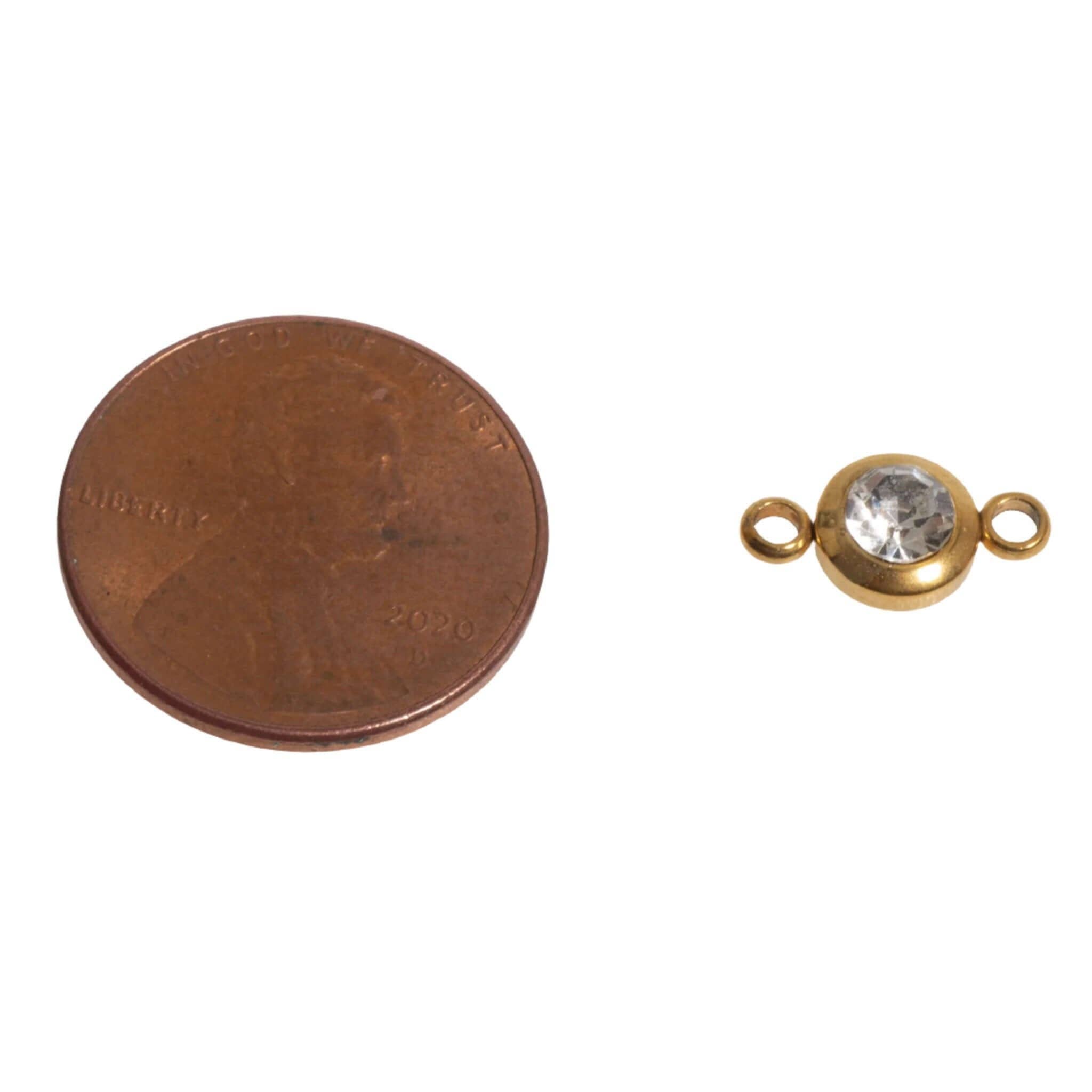 Continental Beads - Wholesale Individual Charm/Pendant - Permanent Jewelry Gold Connectors with CZ Crystals - 6mm - Available in Silver & Gold - Sold Individually - CONN6SS2