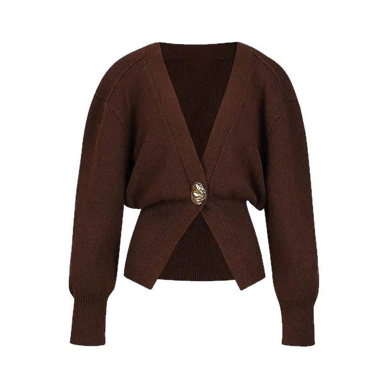 SALINA TRADING INC – wholesale Cardigan – Women’s – Minimalist V-Neck Button Knit Cardigan8