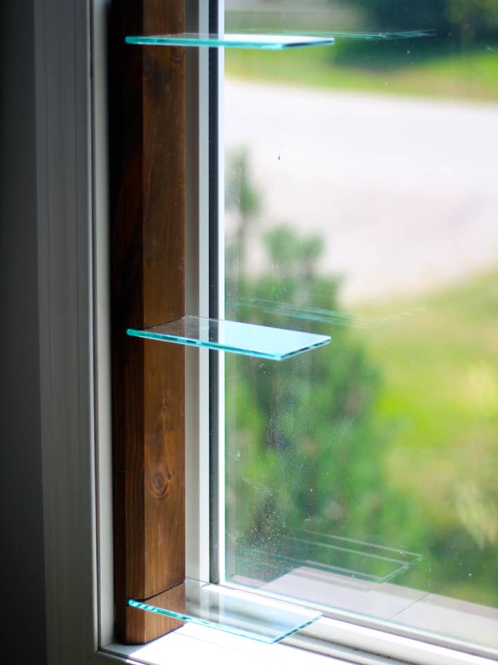 Renter-Friendly Window Shelf | Midcentury Modern Window Shelves for Plants | Renter friendly plant shelves | Three Tier No-Drill for wholesale by Daniel's Plants